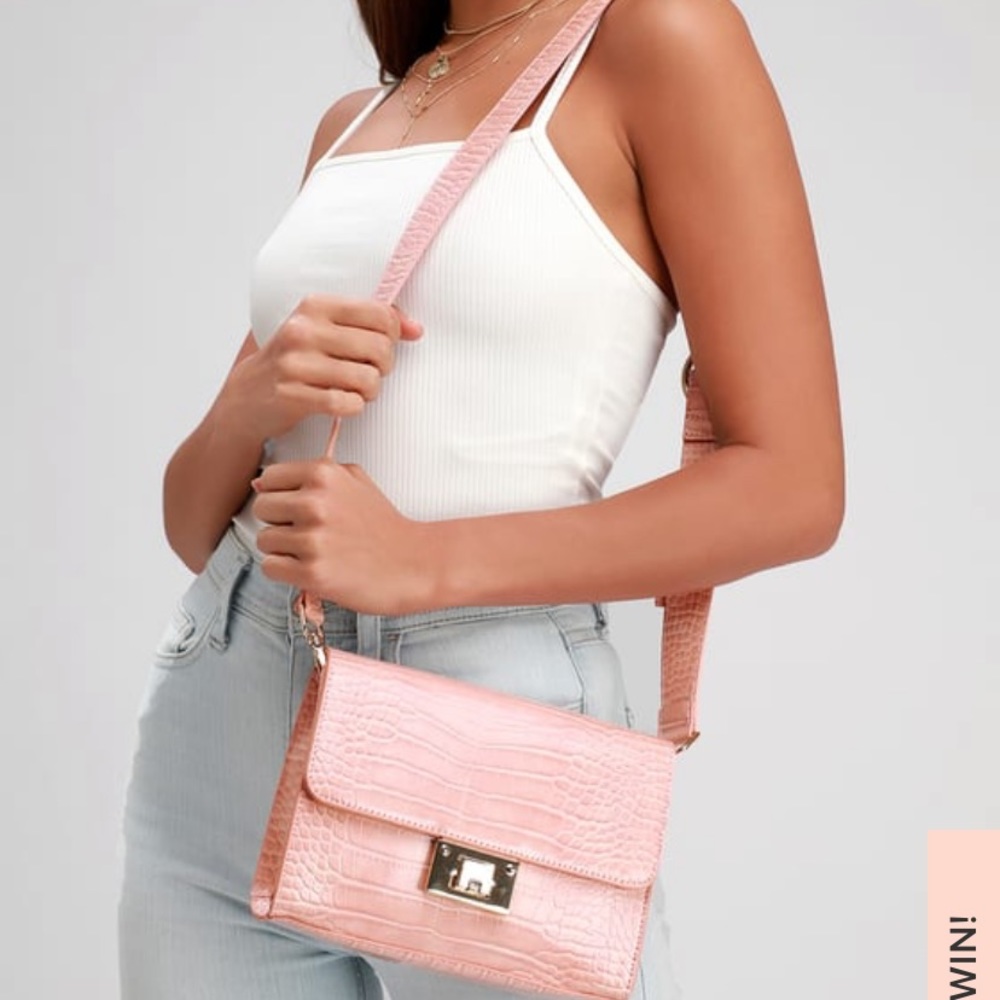 Lulu's Huxley Blush Pink Crocodile Embossed Purse